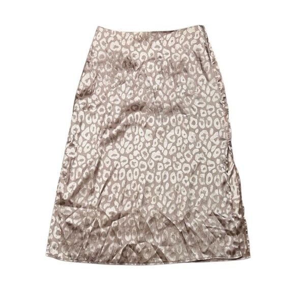 SHEIN Blush Pink Leopard Print Satiny Midi Skirt Medium - Picture 1 of 5